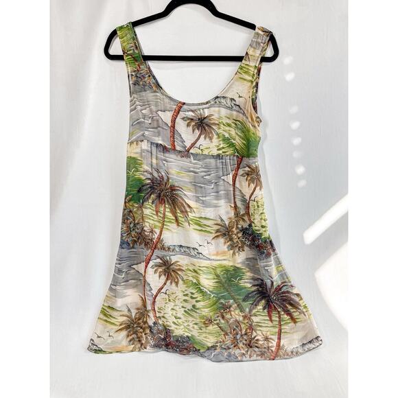 VTG Nanette Lepore Dress Size 10 Tropical Sheer Tie Back Hawaiian Cover Up Beach - Picture 1 of 7